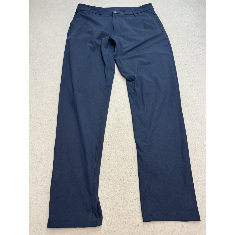 Lululemon Commission Pants Mens 32x31 Blue Stretch Straight Leg Khakis